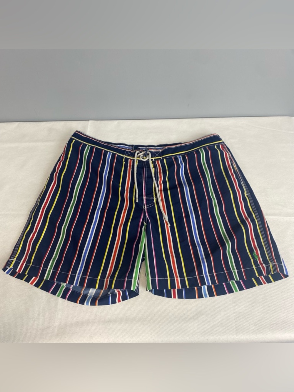 Vtg Polo by Ralph Lauren Striped Swim Trunks Sz XXL Embroidered Green Pony Logo